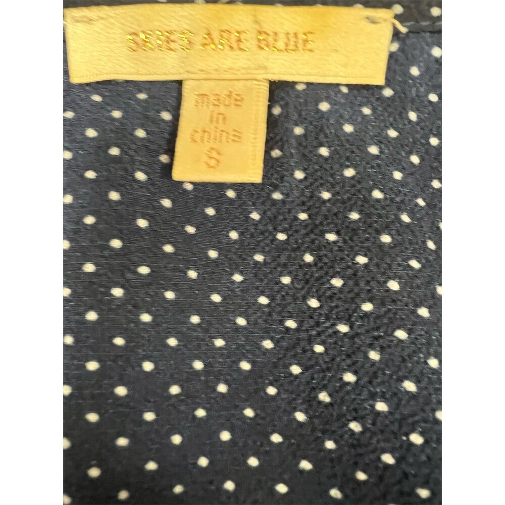 Skies Are Blue Blouse Womens Size S Navy Polka Dot Sleeveless V-Neck - Picture 3 of 4